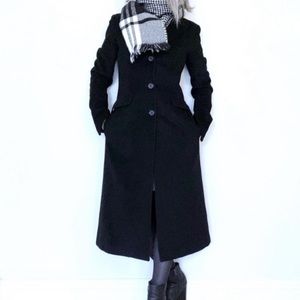 Vintage Calvin Klein Camel Hair Long Coat in Black